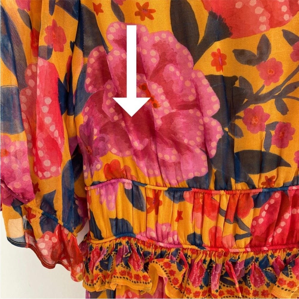 NEW Farm Rio Floral Dream Maxi Dress Floral Dream Yellow XS - Picture 16 of 17